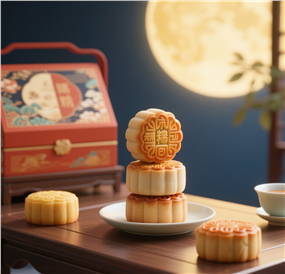 八月十五中秋月饼摄影图片